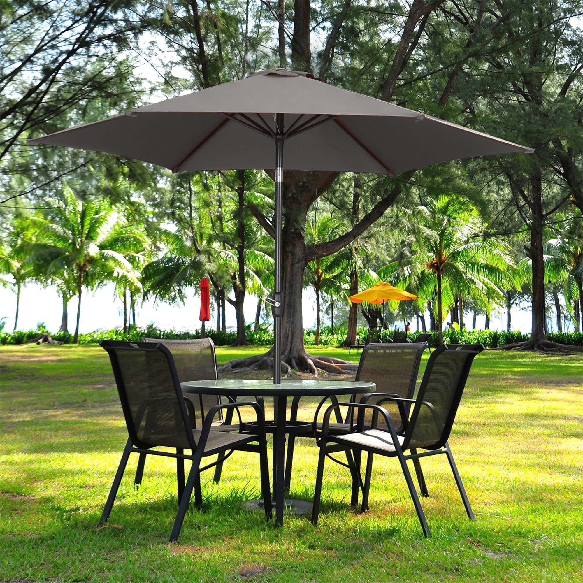 9 ft patio table umbrella Auto-Tilt Market the fade 9ft Market Umbrella with Base