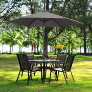 Ainfox 9ft Patio Umbrella Outdoor Portable Table Market Umbrella with Push Button Tilt/Crank Waterproof UV-proof, Gray