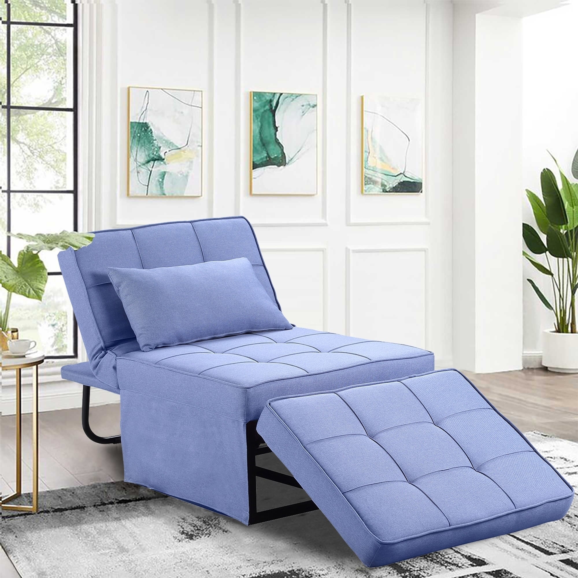 Ainfox Adjustable Sofa Chair Sleeper Sofa Bed Ottoman Couch with Metal