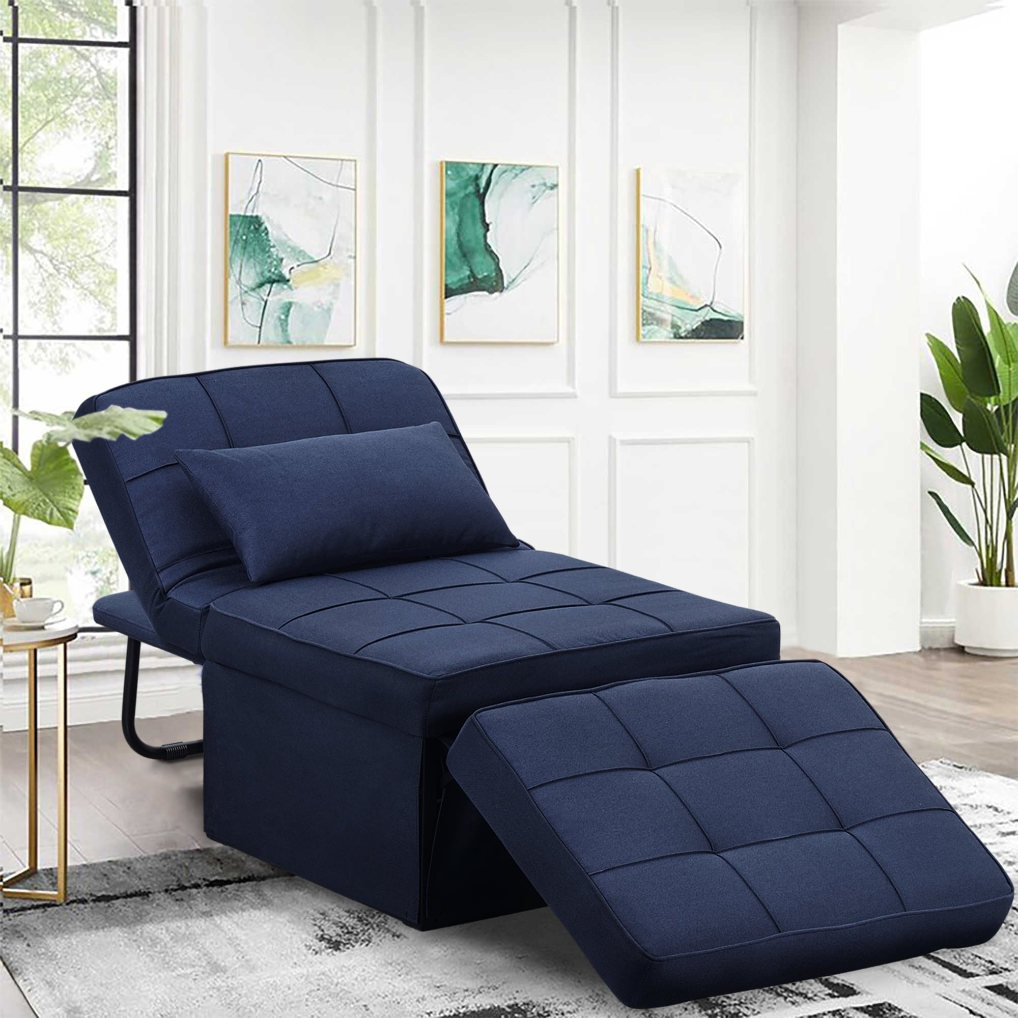 Ainfox Adjustable Sofa Chair Sleeper Sofa Bed Ottoman Couch with Metal