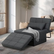 Ainfox 4-in-1 Convertible Ottoman Lounge Sofa Bed, Adjustable Folding Guest Sleeper Couch, 71L 34W, Dark Gray