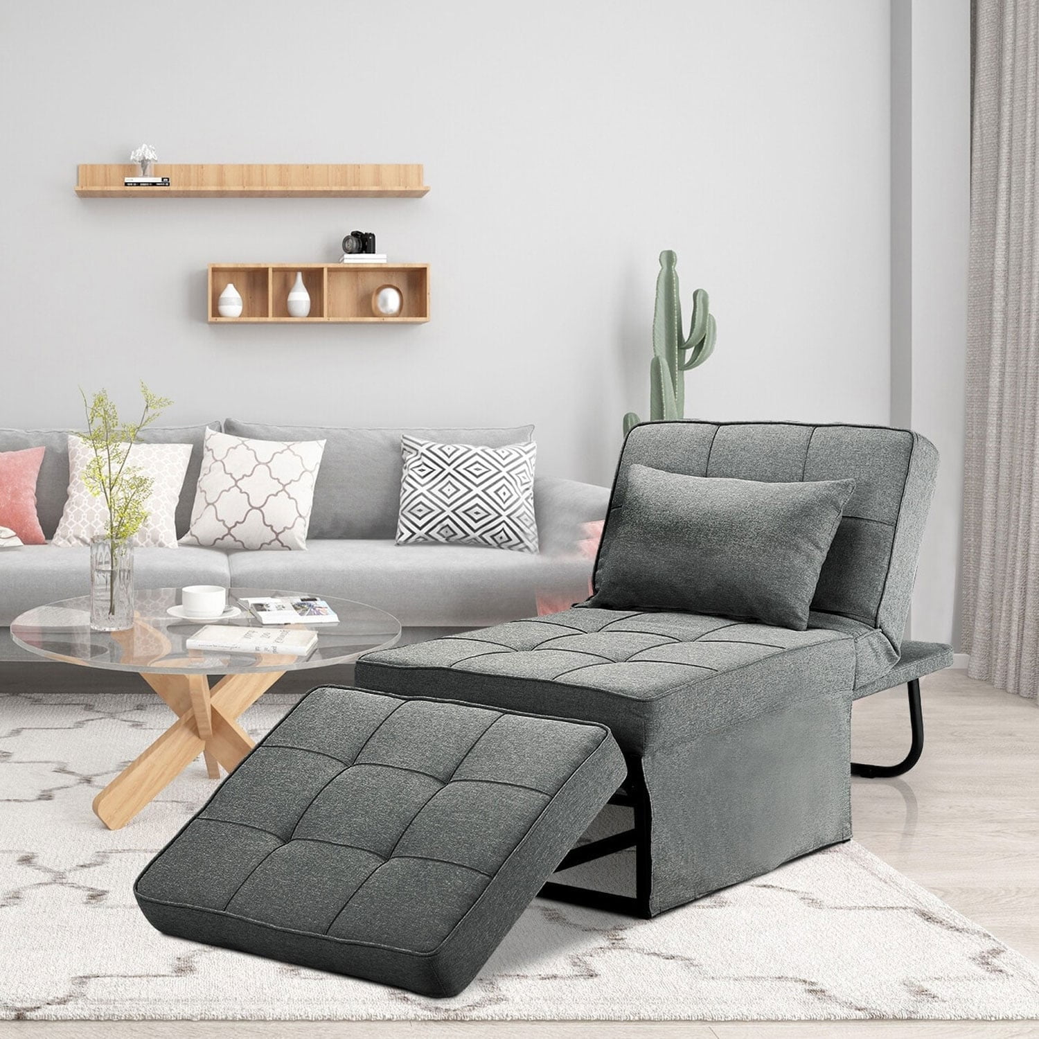 Ainfox Convertible Sofa Bed Sleeper Folding Ottoman Sofa Bed Couch Dark