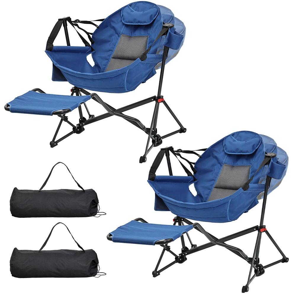 Piston Rocking Camp Chair Ainfox Foldable Portable Rocking Camping Chairs with Footrest, Cup ...