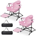thumbnail image 1 of Ainfox Foldable Portable Rocking Camping Chairs with Footrest,Cup Holder,Pillow,Pink(Set of 2), 1 of 7
