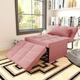 thumbnail image 1 of Ainfox Ottoman Chair Lounger Bed，4 in 1 Convertible Single Sofa Couch Futon Bed, 71''L x 34''W(Pink), 1 of 8