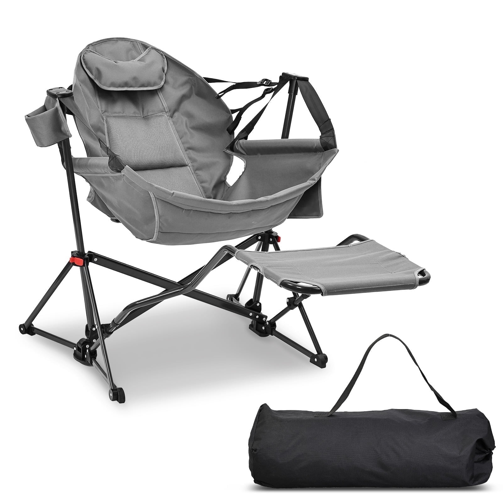 Ainfox Foldable Portable Rocking Camping Chairs with Footrest, Cup ...