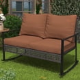 thumbnail image 1 of Ainfox Outdoor Patio Furniture Rocking Loveseat, Wicker Rattan Sofa,Brown, 1 of 9