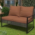thumbnail image 1 of Ainfox Outdoor Patio Furniture Rocking Loveseat, Wicker Rattan Sofa,Brown, 1 of 9