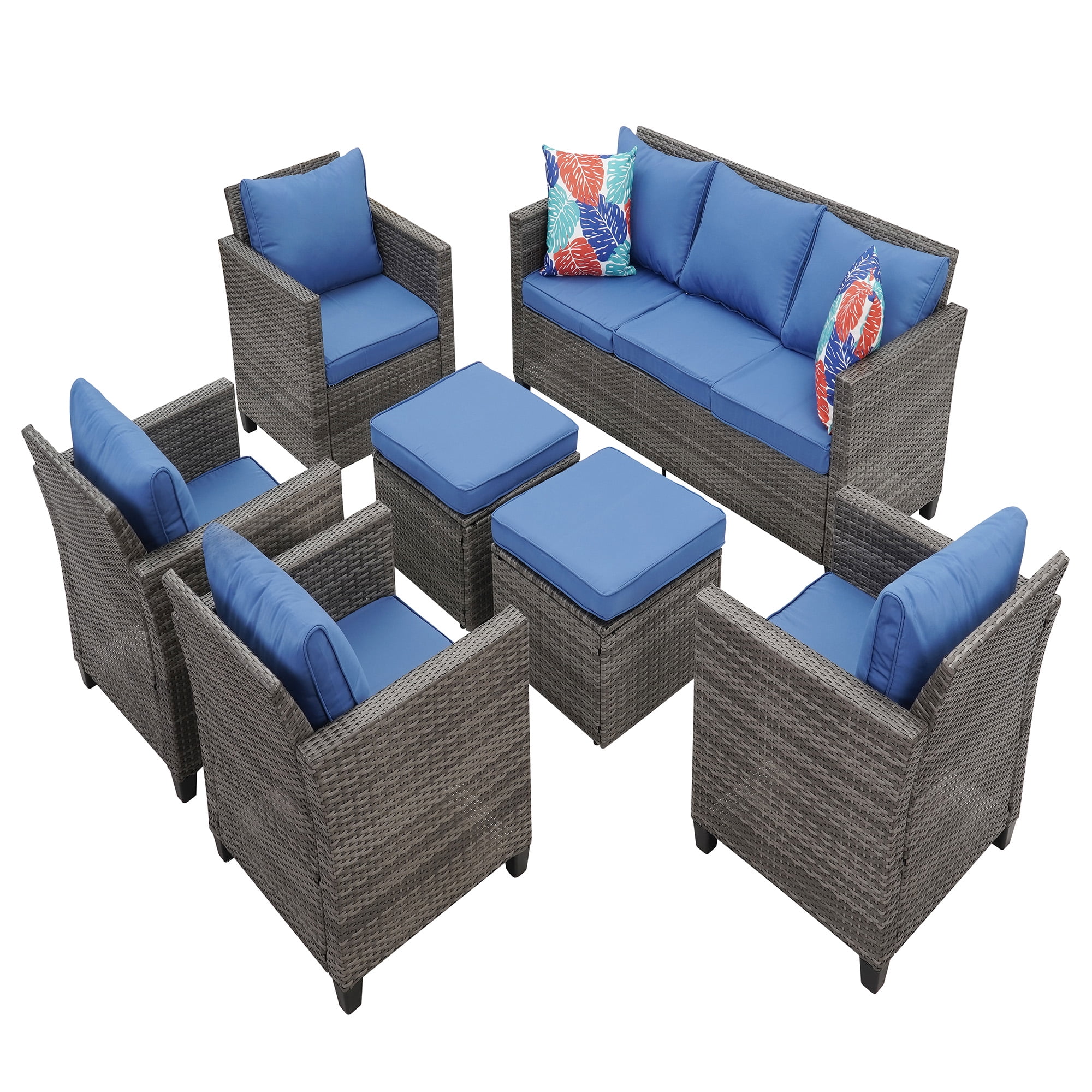 Ainfox Outdoor Patio Furniture Seating Set, 7 Pieces Sectional