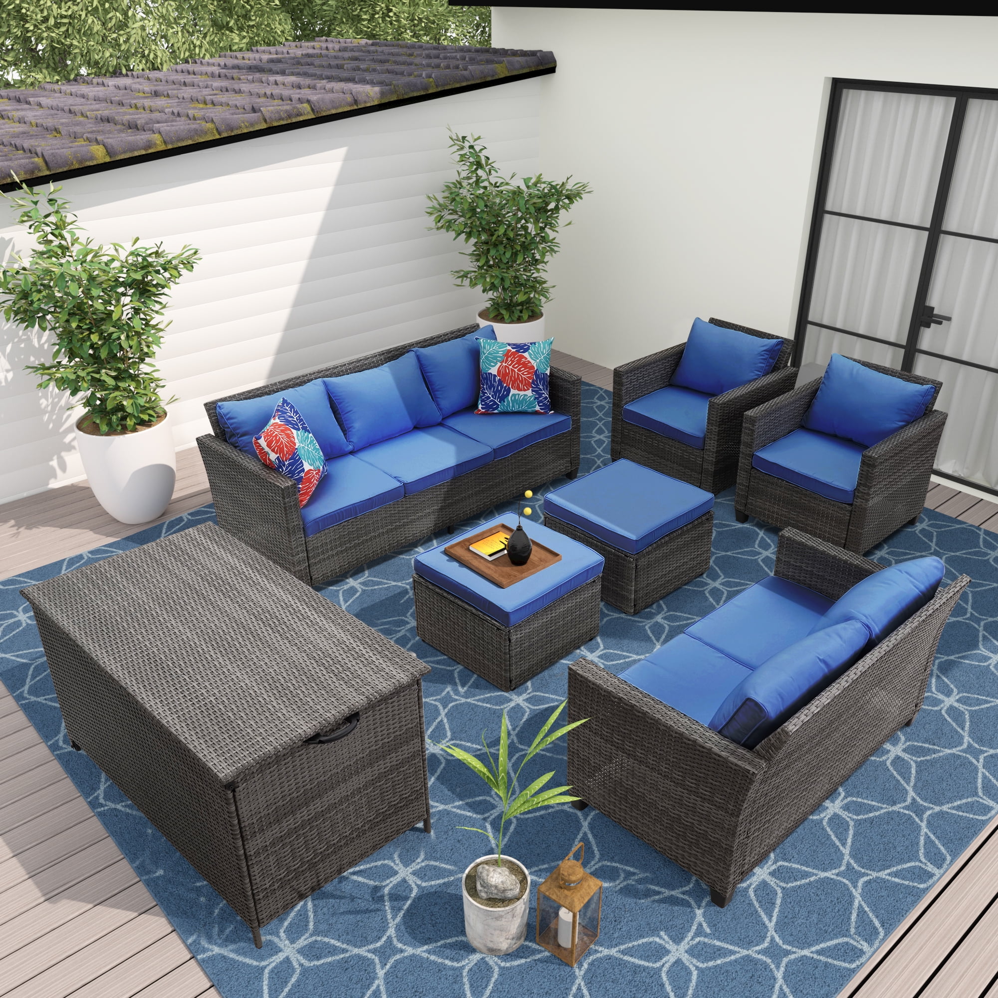 Ainfox Outdoor Patio Furniture Seating Set,7 Pieces Sectional