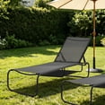 thumbnail image 1 of Ainfox Patio Chaise Lounge Chair, 5 Adjustable Positions Outdoor Recliner with Hidden Storage, Breathable Textilene Fabric Steel Frame,Black, 1 of 7