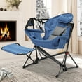 thumbnail image 1 of Ainfox Portable Hammock Camping Chairs with Footrest, Cup Holder, Headrest Cushion Pillow, Rocking, Fodable, Muted Blue(Set of 2), 1 of 8