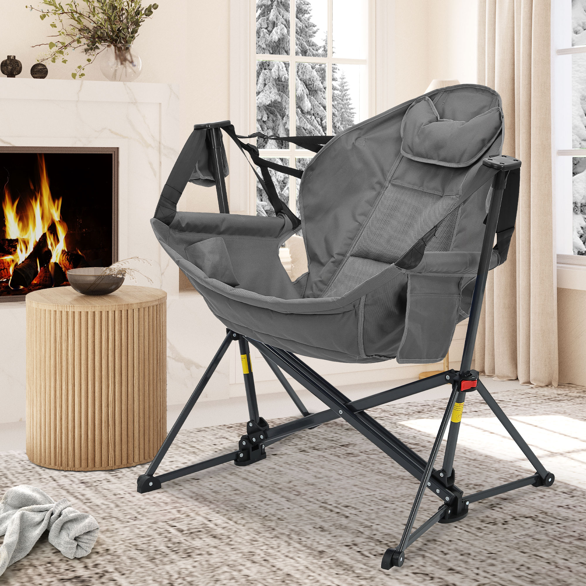 Ainfox Outdoor Hammock Camping Chair With Footrest Foldable Portable Rocking Chairs For Adults Outside Swinging Camp With Cup Holder Pillow Black: Key Details Before Checkout