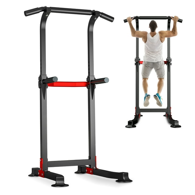 Ainfox Power Tower Pull Up Bar, Pull Up Bar Station Workout Dip Station Height Adjustable Strength Training Equipment For Fitness For Home 330 Weight Capacity
