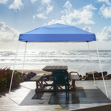 Ainfox Slant Leg 10 x 10ft Pop Up Canopy Tent with Portable Handbag Commercial Instant Shelter and Ropes Pegs for Stability, Blue