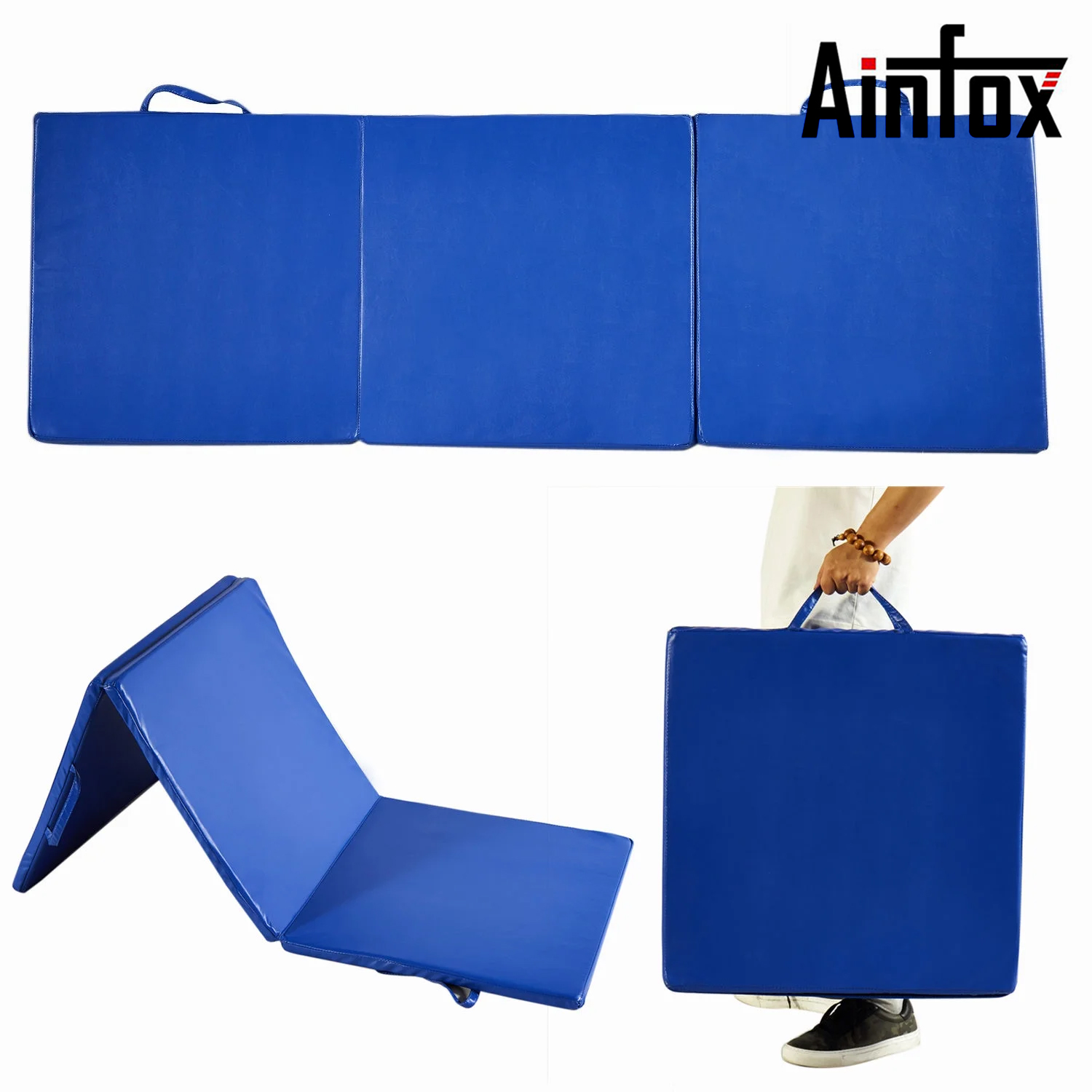 Ainfox Thick Gymnastics Gym Folding Mat 3 Fold Straight Design W