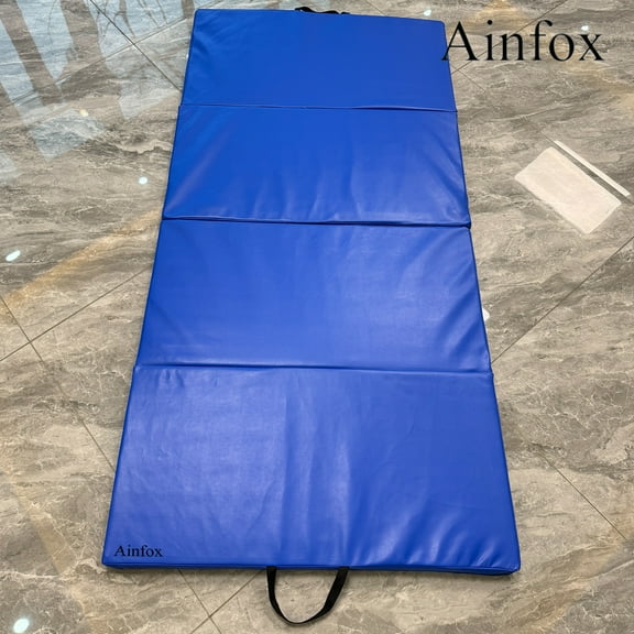 Ainfox Thick Gymnastics Gym Folding Mat 3 Fold Straight Design W/ Handles for Home Fitness