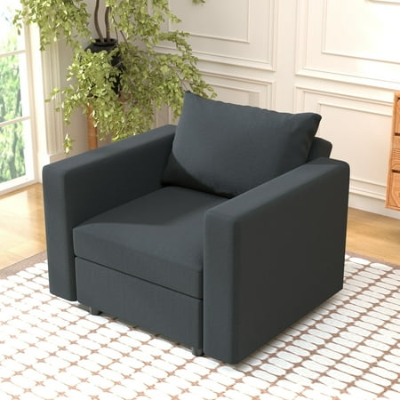 Ainfox Upholsterd Storage Accent Chair For Modular Couch, Reversible Sleeper Couches, Modular Sectional Sofas Seats Dark Gray
