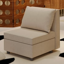 Ainfox Upholsterd Storage Armless Chair Module For Modular Couch, Reversible Sleeper Couches, Modular Sectional Sofas Seats Beige