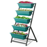 Ainfox Vertical raised garden bed, Vertical Garden Planter Box with 5 Container Boxes, Grow Your Herb Vegetables Flowers Indoor and Outdoor (5-Tier), Green