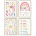 thumbnail image 1 of Aingg 4Pcs Pink Rainbow Wall Art Affirmations Girls Bedroom Wall Decor Kids Heart Picture Poster Unframed, 1 of 6