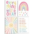 thumbnail image 1 of Aingg 4Pcs Pink Rainbow Wall Art Affirmations Girls Bedroom Wall Decor Kids Heart Picture Poster Unframed, 1 of 6