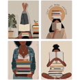 thumbnail image 1 of Aingg Boho Black Women Reading Wall Art Poster Prints for Library Reading Room Classroom Decor, Just One More Chapter Book Club Decorations Prints Wall Art Unframed 4pcs, Book Lovers Gifts, 1 of 6