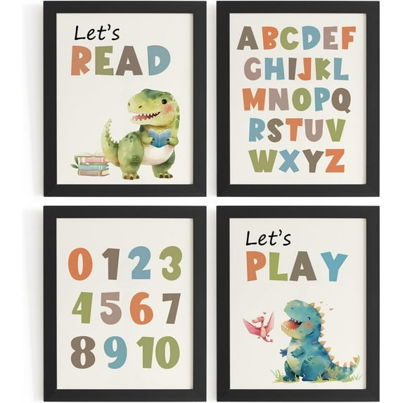 Aingg Playroom Decor, Colorful Kids Nursery Toddler Room Wall Art Prints 4Pcs, Pastel Striped Kids Play Room Posters for Toddler Boys Girls Kid Nursery Room Bedroom Playroom, Unframed