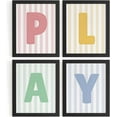thumbnail image 1 of Aingg Playroom Decor, Colorful Kids Nursery Toddler Room Wall Art Prints 4Pcs, Pastel Striped Kids Play Room Posters for Toddler Boys Girls Kid Nursery Room Bedroom Playroom, Unframed, 1 of 6