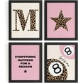 thumbnail image 1 of Aingg Preppy Pink Leopard Cheetah Room Decor Y2K Cheetah Posters for College Dorm Wall Art Prints 4Pcs,itial P Personalized Pink Lucky 8 Ball Poster for Teen Girls Bedroom Bathroom Unframed, 1 of 6