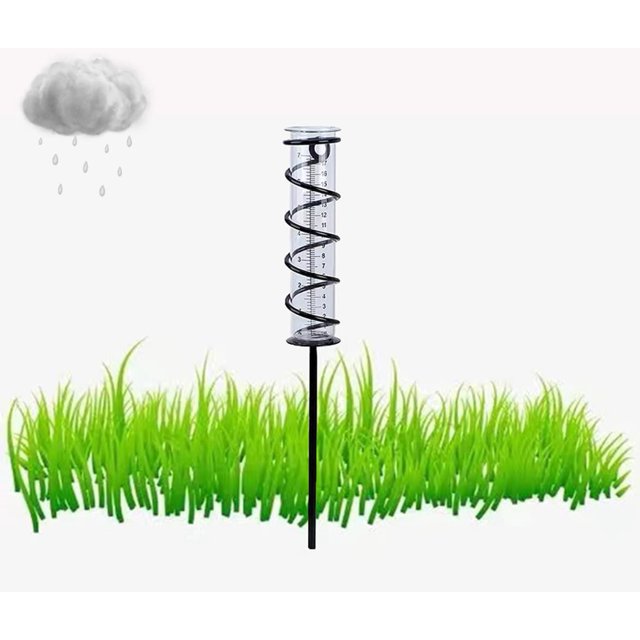 Ainior Rain Gauge, Outdoor DHF10 Glass Rain Gauge Metal Frame