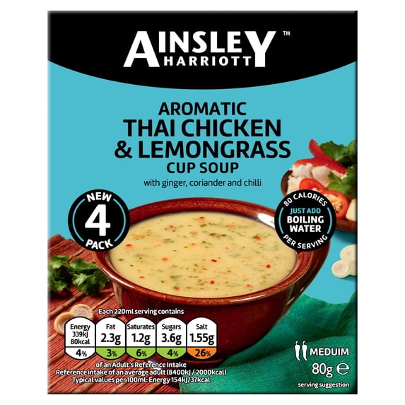 Ainsley Harriott Thai Chicken & Lemongrass Cup Soup 80g, Imported from Britain
