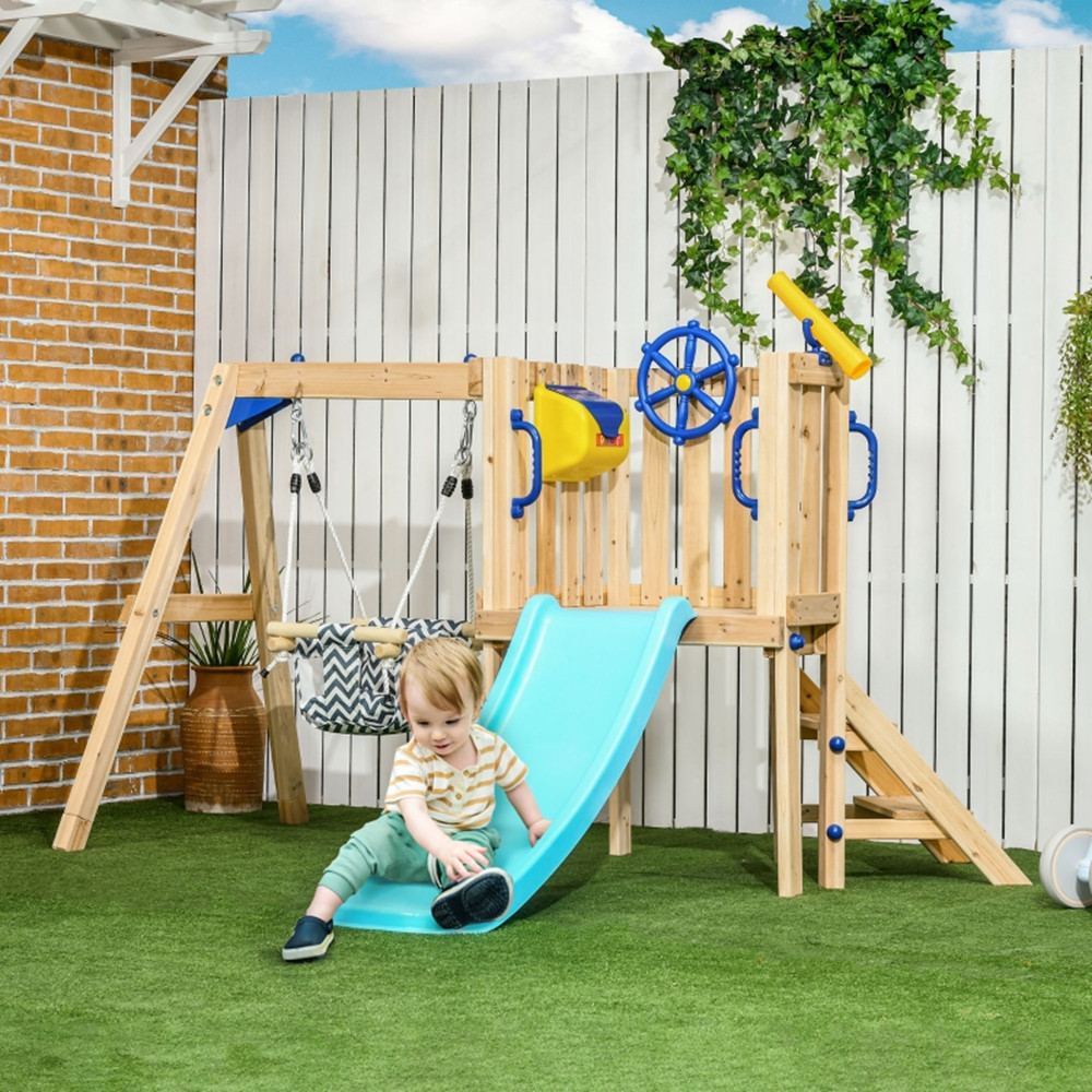 Ainsley Wooden Outdoor Swing Set With Slide Wooden Swing Set Toddler