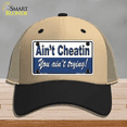 thumbnail image 1 of Aint Cheatin You Aint Trying Novelty License Plate Hat Mesh Khaki|Black, 1 of 1