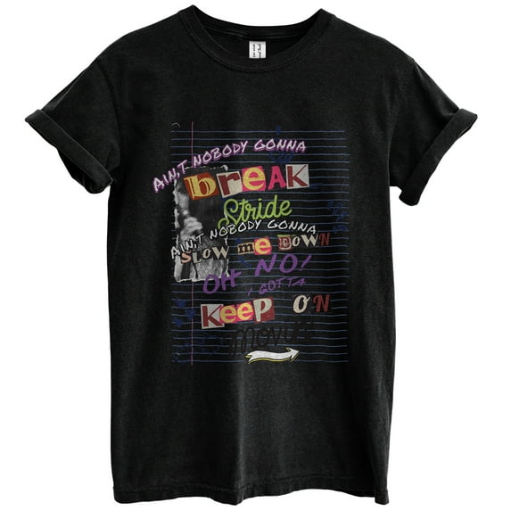 Aint Nobody Gonna Break My Stride T-Shirts for Women Men, Fun Graphic Tee Short Sleeve Tops - Vintage Black
