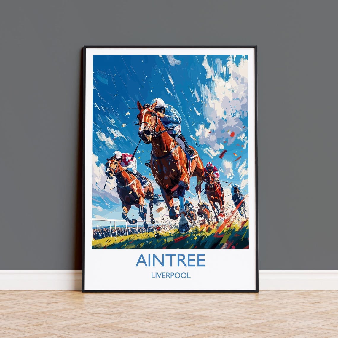 Aintree Travel Poster, Merseyside, England, Grand National Horse Race ...