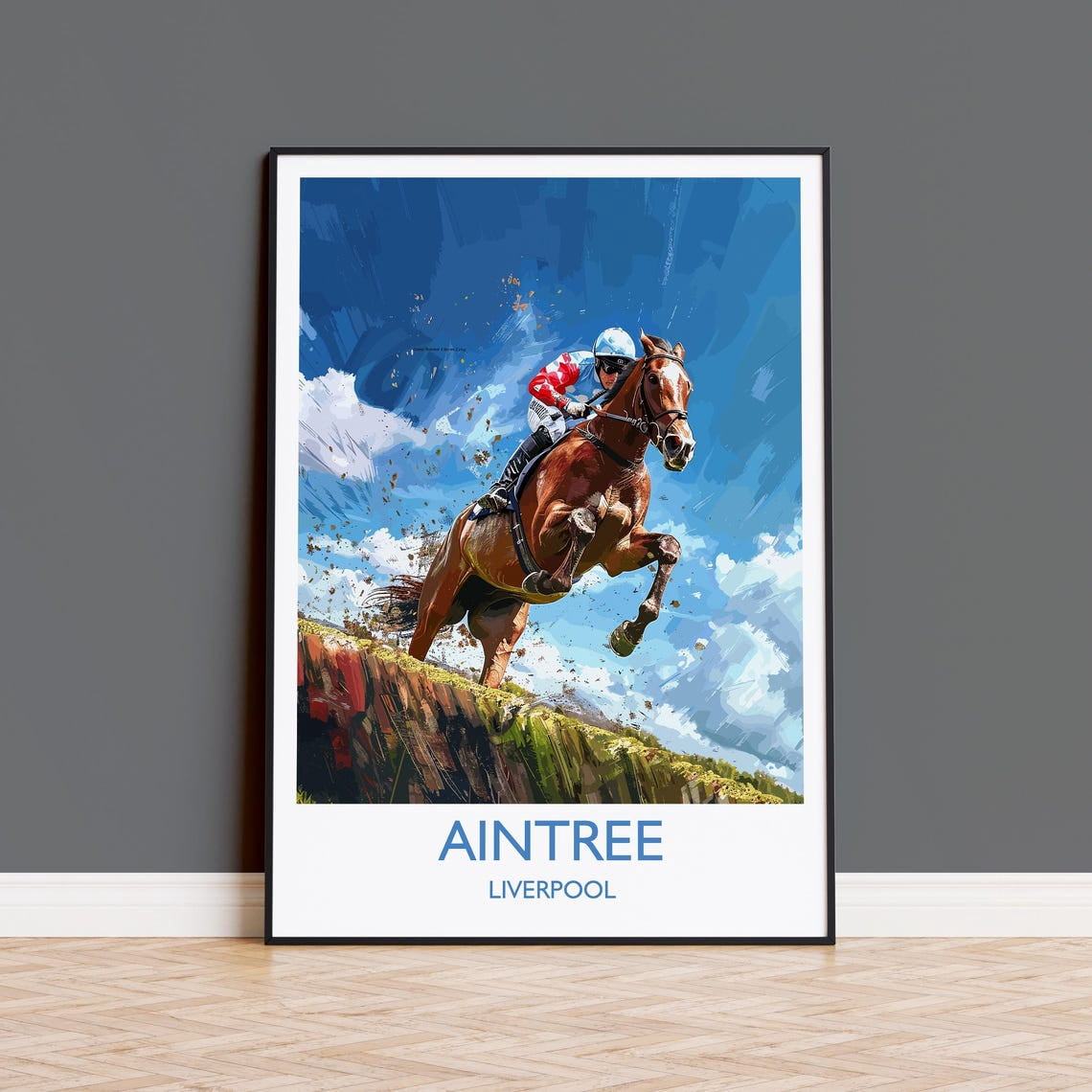 Aintree Travel Poster, Merseyside, England, Grand National Horse Race ...