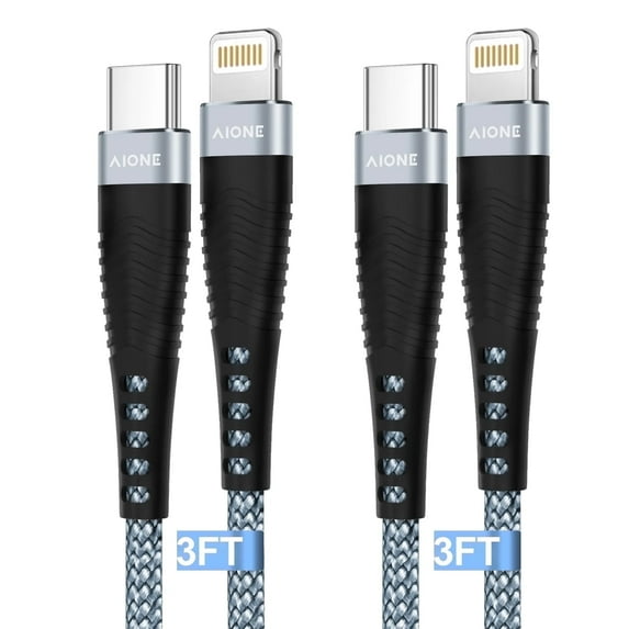 Aione USB C Nylon Braided Cable 2Pack 3ft, 3A Fast Charging Cord Compatible with iPhone 14/13/12/11/iPad