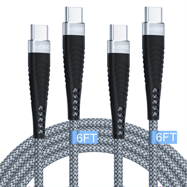 Aione Usb C to Usb C Cable, C to C Charging Cord [2Pack 6FT] 60W, Type C Charger Cord Nylon Braided Compatible with iPhone 16/15, Samsung Galaxy