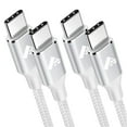 thumbnail image 1 of Aioneus 2 Pack Braided USB C to USB C Cable 6 ft 60W for iPhone 15 Series, Samsung Galaxy, White, 1 of 7