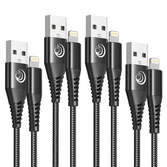 Aioneus 3A Fast Charging Cable 3/3/6/10FT 4Pack USB to Light-ning Cables Nylon Braided USB Cord Compatible with iPhone 14/13/12/11, Black