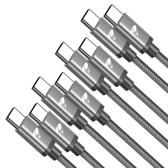 Aioneus USB C to USB C Cable 4Pack [3/3/6/10FT] 100W Fast Charging C to C Charger Cord Braided Compatible with iPhone 16/15, iPad, Samsung Galaxy (Grey)