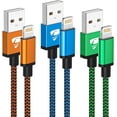 thumbnail image 1 of Aioneus 3Pack 3FT USB Charger Cord, Nylon Braided Fast Charging Cable Compatible with iPhone 14/13/12/11, Multicolor, 1 of 8