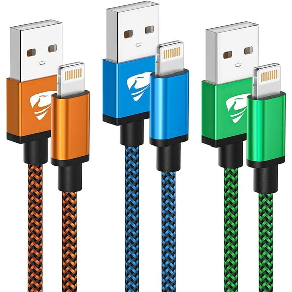 Aioneus 3Pack 3FT USB Charger Cord, Nylon Braided Fast Charging Cable Compatible with iPhone 14/13/12/11, Multicolor