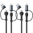 thumbnail image 1 of Aioneus 4 in 1 Fast Charging Cable USB C 60W 6FT Braided Multi Charger Cord Compatible with iPhone iPad MacBook Samsung, Black (2Pack), 1 of 8
