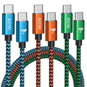 Aioneus 60W USB C to USB C Cable, [3 Pack 6FT] Fast PD Charging Cord Nylon Braided C to C Cable Compatible with iPhone 17/16/15, Samsung Galaxy S24/S23/S22/S21,