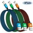 thumbnail image 1 of Aioneus Charger Cord 6ft 3A Fast Charging Cable, 3Pack Nylon Braided Cable Compatible with iPhone 14/13/12/11/iPad, Multicolor, 1 of 11