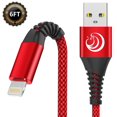 thumbnail image 1 of Aioneus Charging Cable 6FT, USB Cable Nylon Braided, Fast Charging Compatible with iPhone 13 12 11 Pro Max XS XR X 8 7 Plus 6S 6 SE 5S, Red, 1 of 9