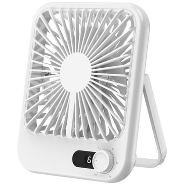 Aioneus Desk Fan Battery Operated 5000mAh, 100-Speed USB Rechargeable Small Desktop Fan for Table Home Office Camping Travel - White