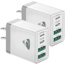Aioneus Fast Charging Block 40W, Multiport USB C Wall Charger Block, for iPhone 15, White (2 Pack)